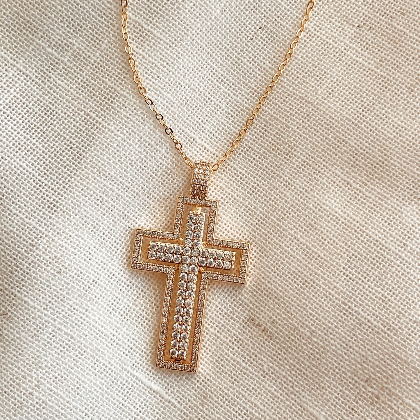 Radiant Diamond Cross Necklace