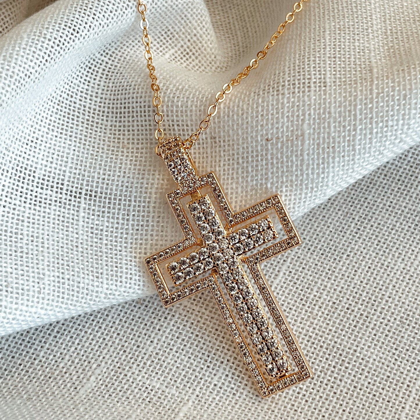 Radiant Diamond Cross Necklace