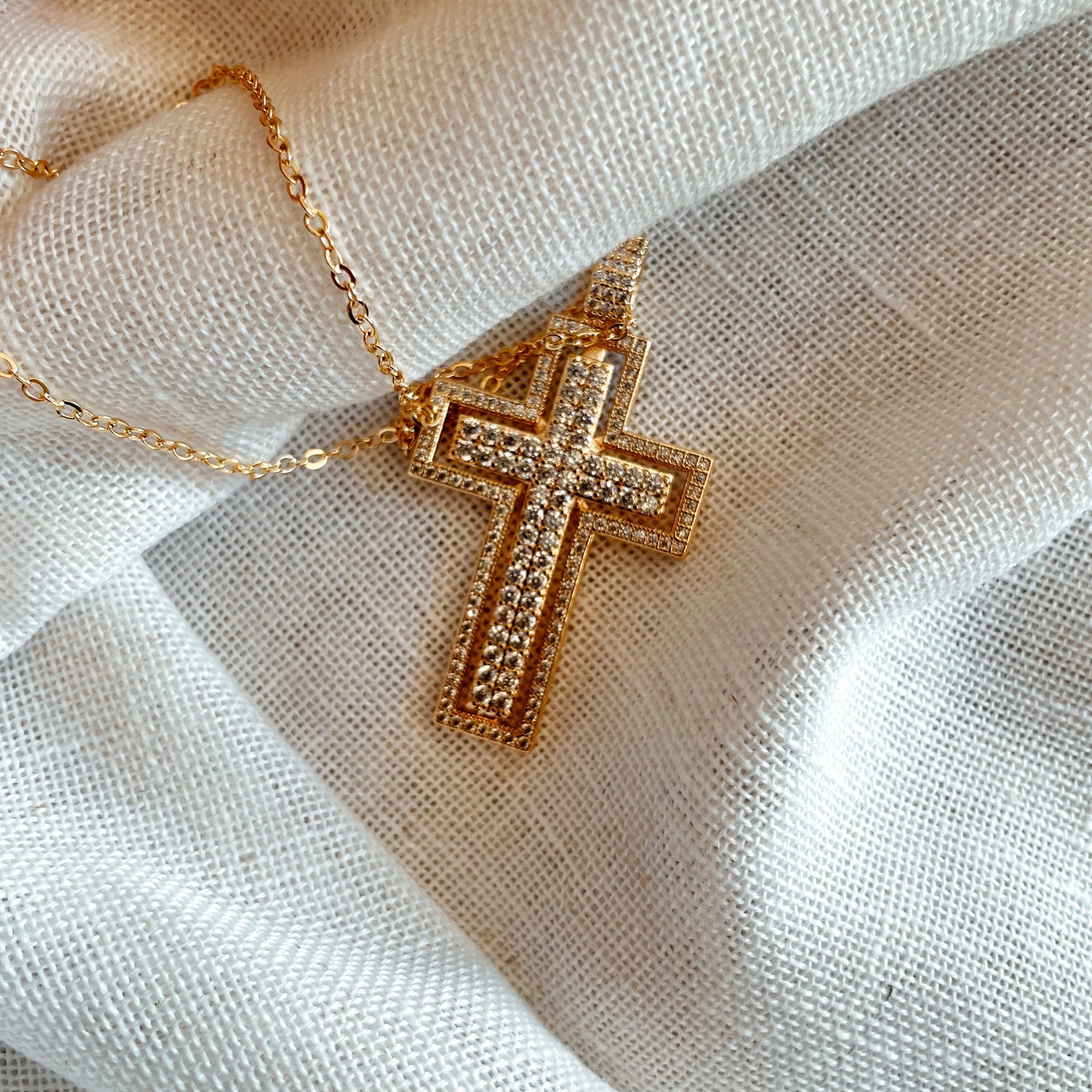 Radiant Diamond Cross Necklace